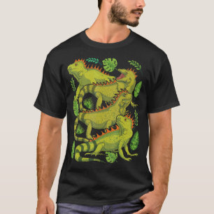 Monstera Leaves Tropical Animal Reptile Lizard Igu T-Shirt