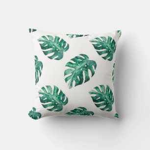 Monstera leaves. Tropical illustration pattern Cushion