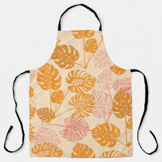 Monstera leaves: tropical silhouette seamless apron