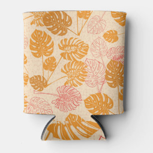 Monstera leaves: tropical silhouette seamless can cooler