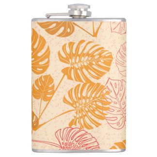 Monstera leaves: tropical silhouette seamless hip flask