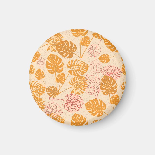 Monstera leaves: tropical silhouette seamless magnet (Front)