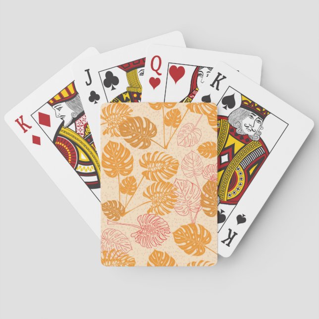 Monstera leaves: tropical silhouette seamless playing cards (Back)