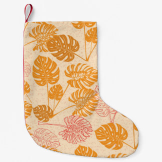 Monstera leaves: tropical silhouette seamless small christmas stocking