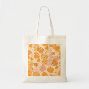 Monstera leaves: tropical silhouette seamless tote bag