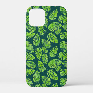 Monstera leaves, tropical watercolor pattern iPhone 12 mini case