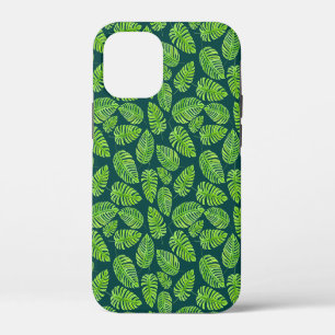 Monstera leaves, tropical watercolor pattern iPhone 12 mini case