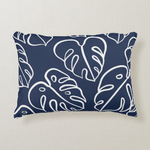 Monstera Leaves: Vintage Hand Drawn. Decorative Cushion