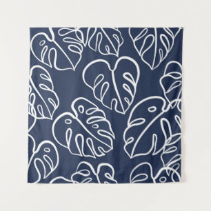 Monstera Leaves: Vintage Hand Drawn. Tapestry