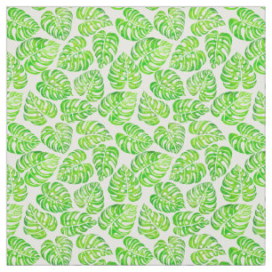 Monstera leaves watercolor fabric