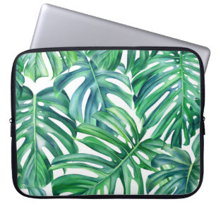 Monstera Leaves: Watercolor Jungle Pattern. Laptop Sleeve