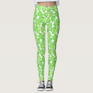 Monstera leaves watercolor leggings