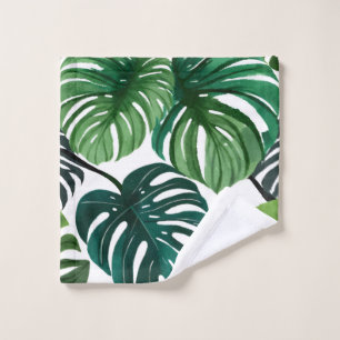 Monstera Leaves Watercolor Modern Botanical Wash Cloth