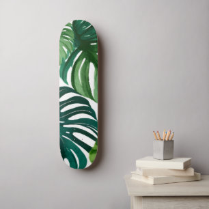 Monstera Leaves Watercolor Skateboard