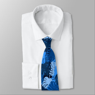 Monstera Midnight Blue Hawaii Tropical Tie