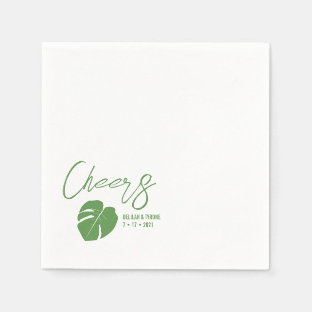 Monstera Mini • Chic Cocktail Napkin • Tropical (Front)