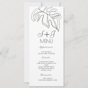 Monstera Minimal Double Line Art Wedding Menu