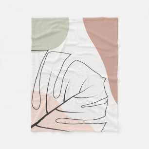 Monstera minimalist fleece blanket