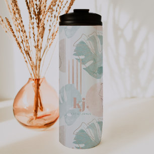 Monstera Minimalist   Modern Boho Monogram  Thermal Tumbler