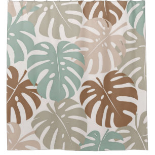 Monstera modern hawaii boho shower curtain