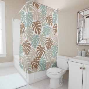 Monstera modern hawaii boho shower curtain