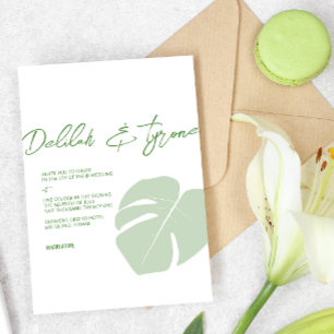 Monstera • Modern Tropical Wedding • Green Leaf Invitation