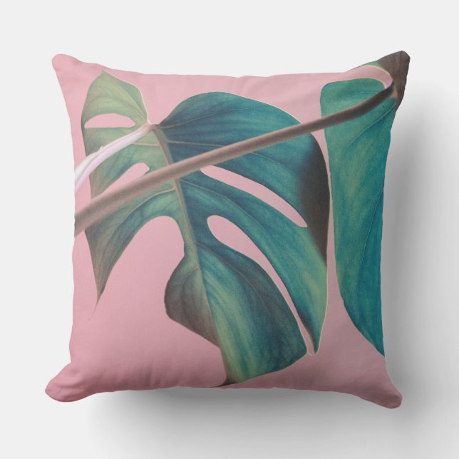 Monstera on Pink Cushion (Front)