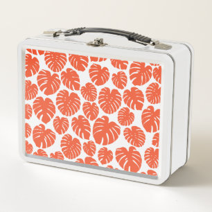 Monstera - Orange and White Metal Lunch Box
