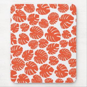 Monstera - Orange and White Mouse Mat