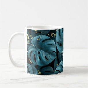 Monstera Palm, Golden Splash Seamless. Coffee Mug