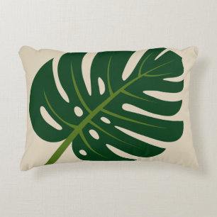 Monstera palm leaf accent throw pillow home decor