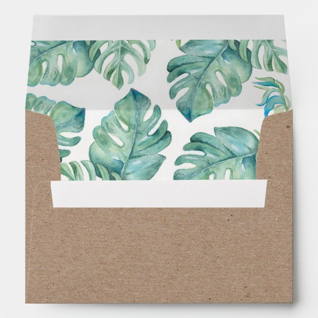 Monstera Palm Leaf Greenery Kraft Envelope (Back (Bottom))