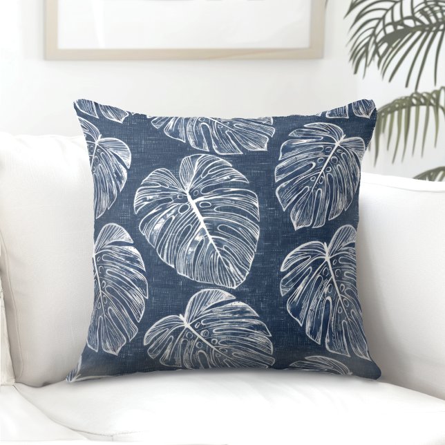 Monstera Palm Leaves Double Sided Throw Pillow (Creator Uploaded)