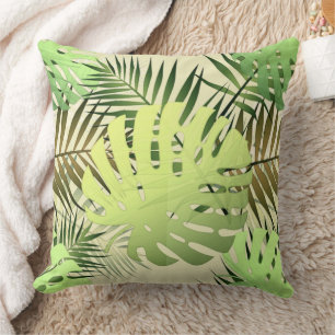 Monstera Palm Leaves Tropical Jungle  Cushion