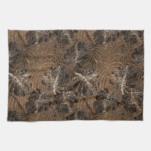 Monstera Palm Leo Animal Print Glam 1 Tea Towel