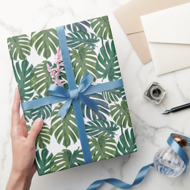 Monstera Palm Tropical Leaves Wrapping Paper (Gifting)