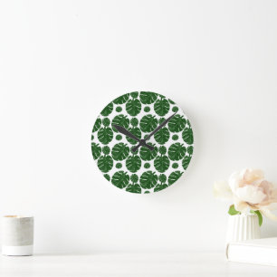 Monstera pattern  round clock