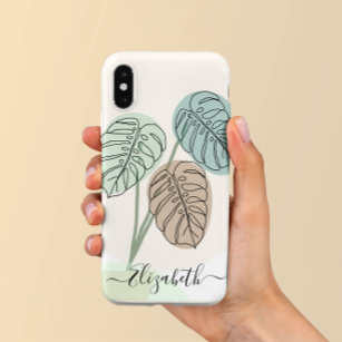 Monstera Plant Bohemian Art Line Art Personalised Case-Mate iPhone Case