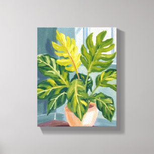 Monstera Plant   Green Botanical Watercolor Canvas Print
