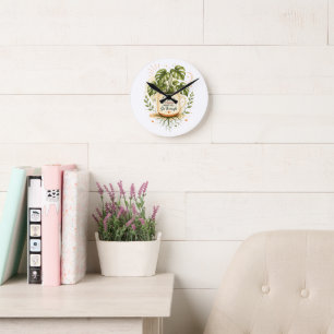 Monstera Plant in Coffee Mug   Cosy Botanical  Round Clock