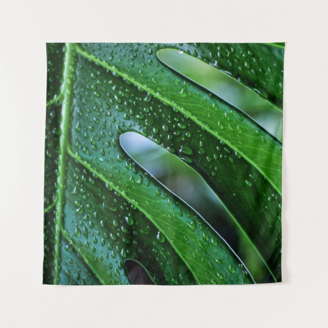 Monstera plant leaf green tapestry (Front)