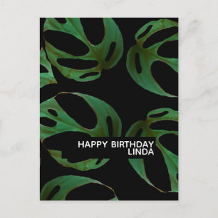 Monstera Plant Pattern Illustration Leaf Birthday Postcard