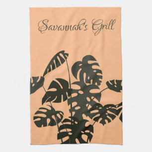 Monstera Plant Swiss Cheese Leaves personalised Tea Towel