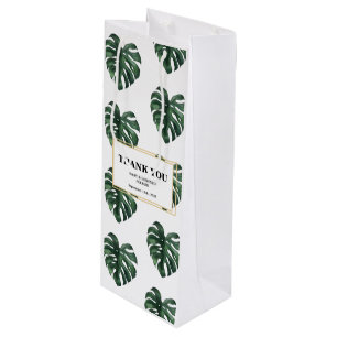 Monstera Thank you Wedding Wine Gift Bag