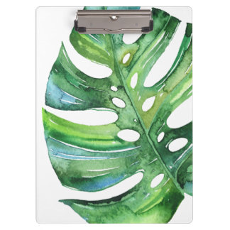 Monstera tropical leaf clipboard - watercolor leaf