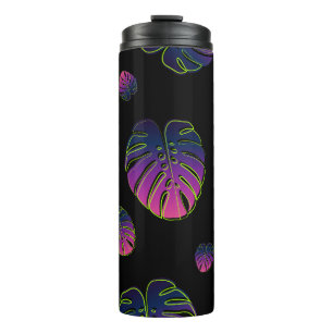 Monstera Tropical Leaf Illustration Pattern Thermal Tumbler