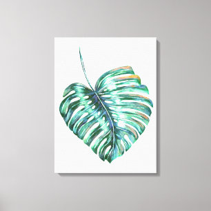 monstera tropical leaf palm modern watercolor canvas print