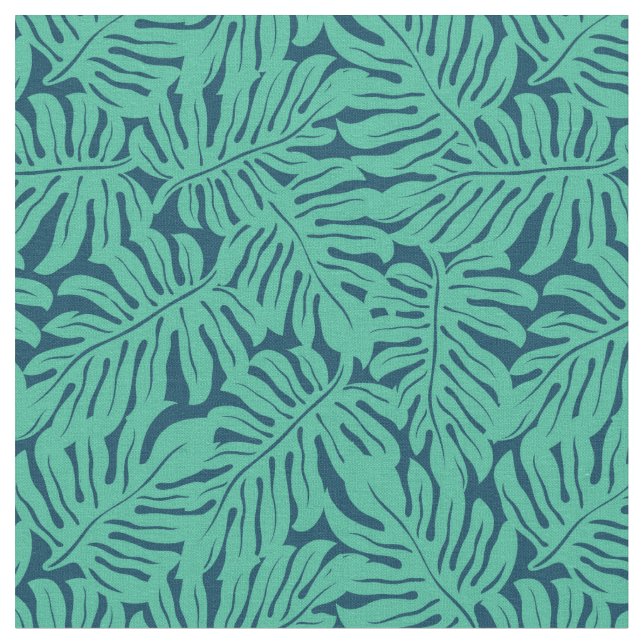 Monstera Tropical Leaf Pattern Fabric (Close Up)