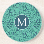 Monstera Tropical Leaf Pattern | Monogram Coaster<br><div class="desc">Plants & Flowers | Monstera tropical leaf in a colourful pattern .  © and ® Bigstock® - All Rights Reserved.</div>