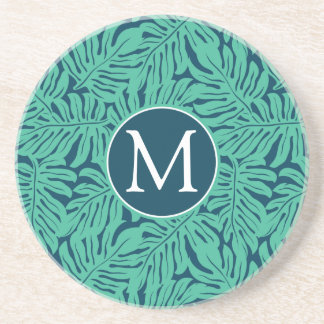 Monstera Tropical Leaf Pattern | Monogram Coaster